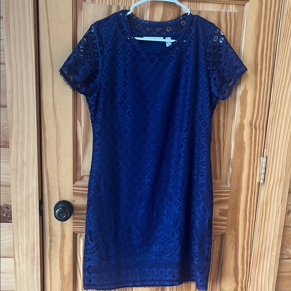 Isaac Mizrahi  Blue Lace Dress - Size Small
